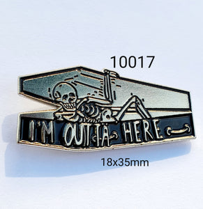 10017 I'm Outta Here Coffin Lapel Pin / Badge