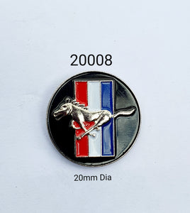 20008 Mustang Round Black Lapel Pin / Badge