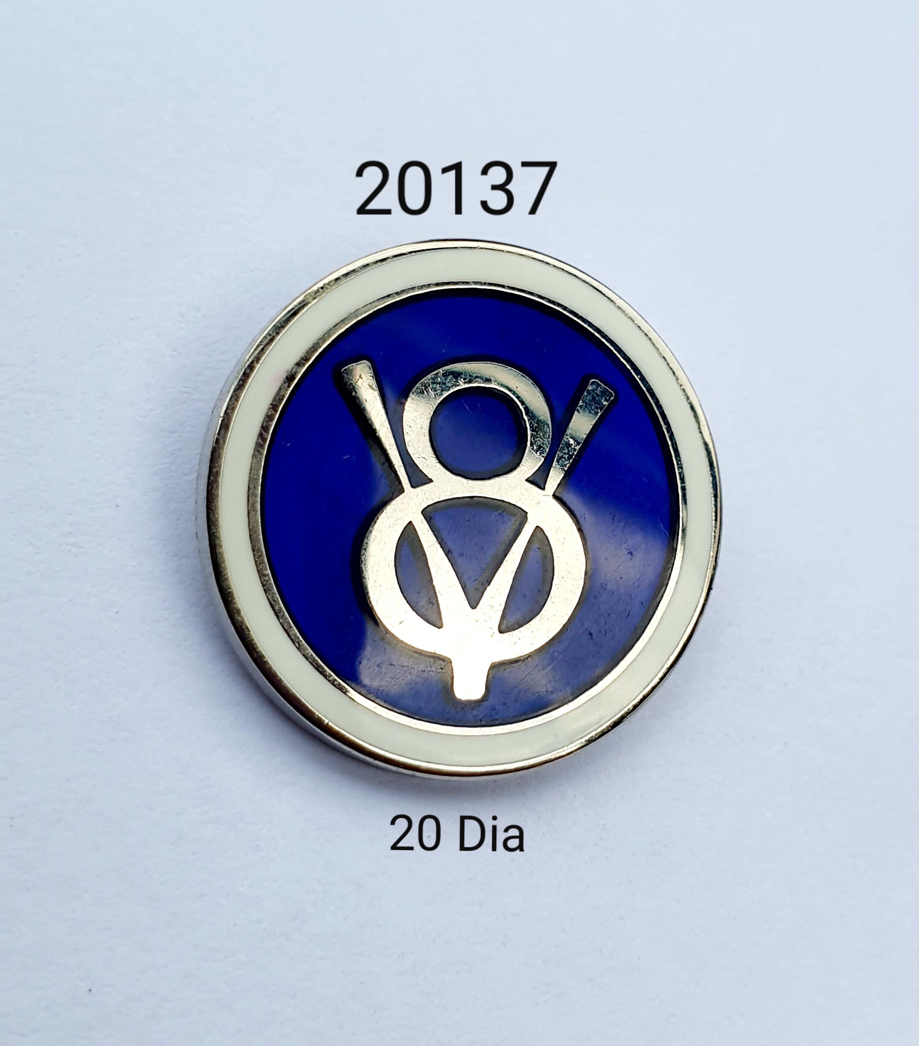 20137 V8 Y Block Round Lapel Pin / Badge