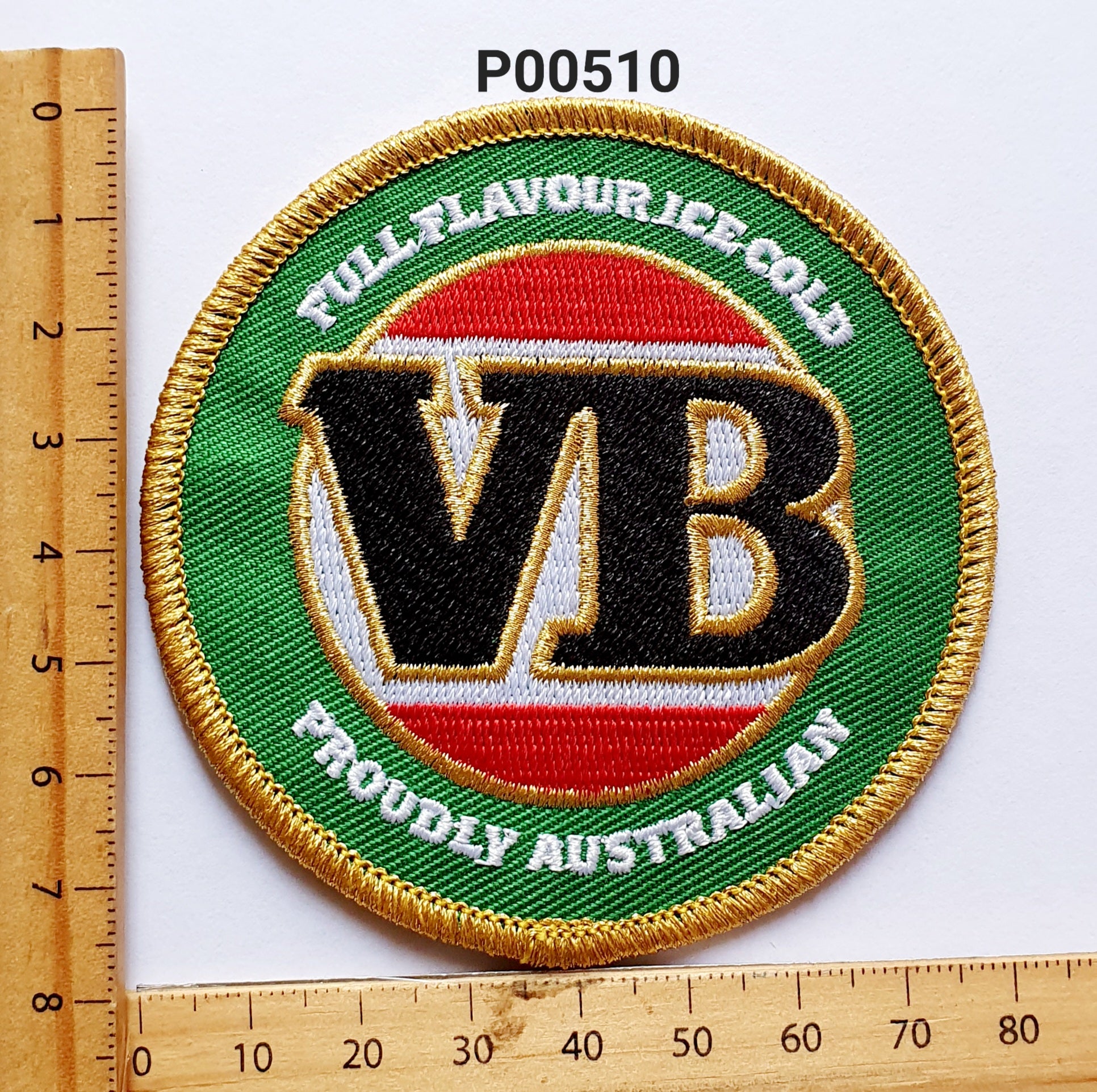 P00510 VB Round NEW Iron On Cloth Patch