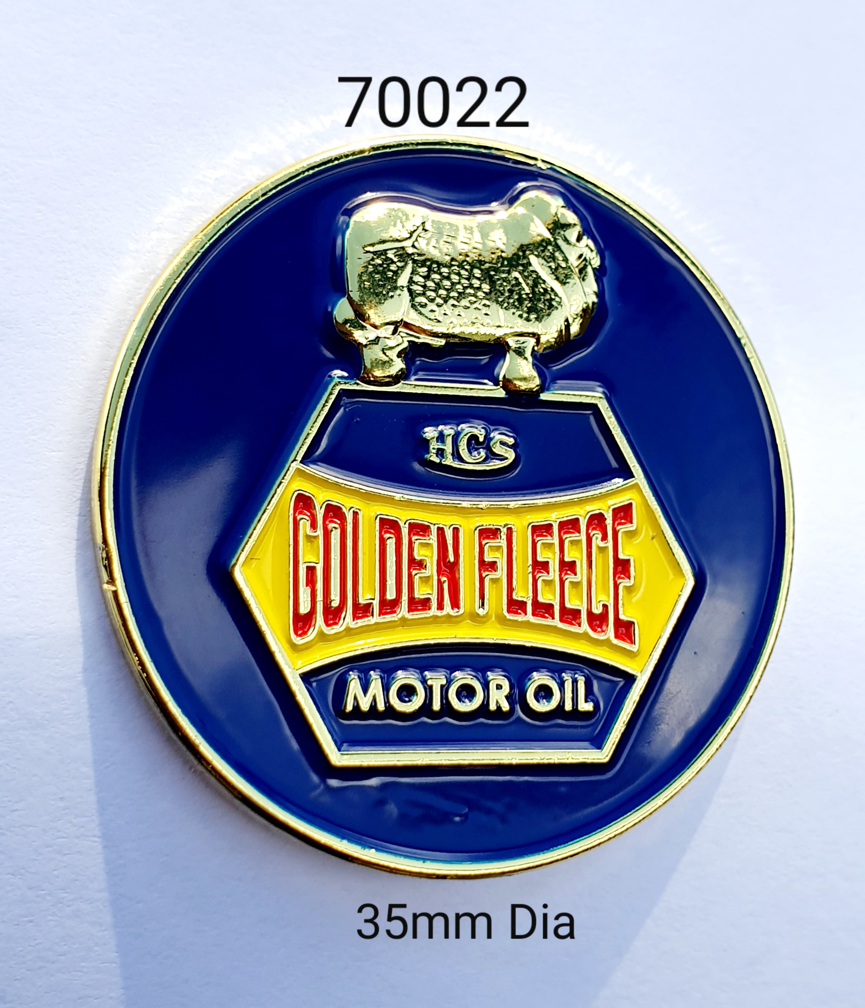 70022 Golden Fleece Motor Oil Round Lapel Pin / Badge