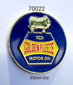 70022 Golden Fleece Motor Oil Round Lapel Pin / Badge