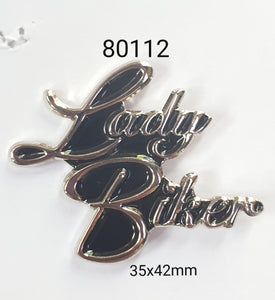 80112 Lady Biker Script Lapel Pin / Badge