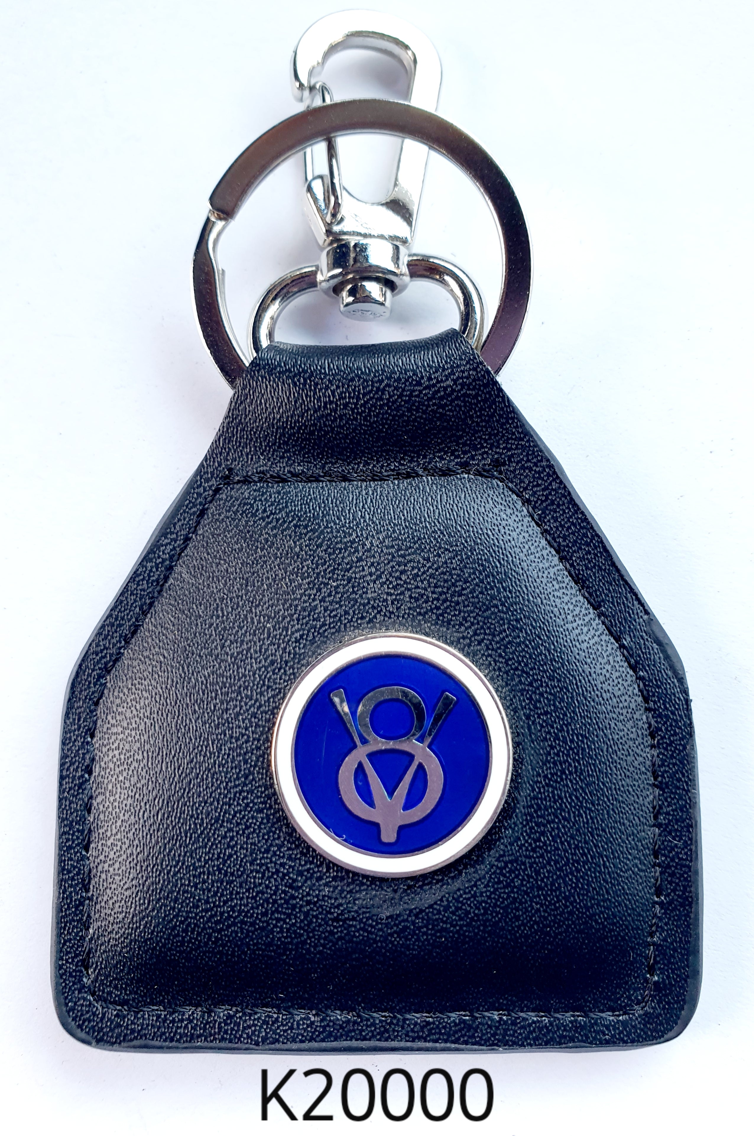 K20137 V8 Y Block Round Blue Key Ring