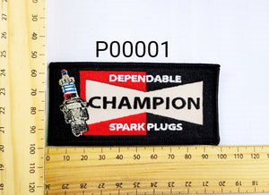 P00001 Champion Spark Plug Iron On Cloth Patch