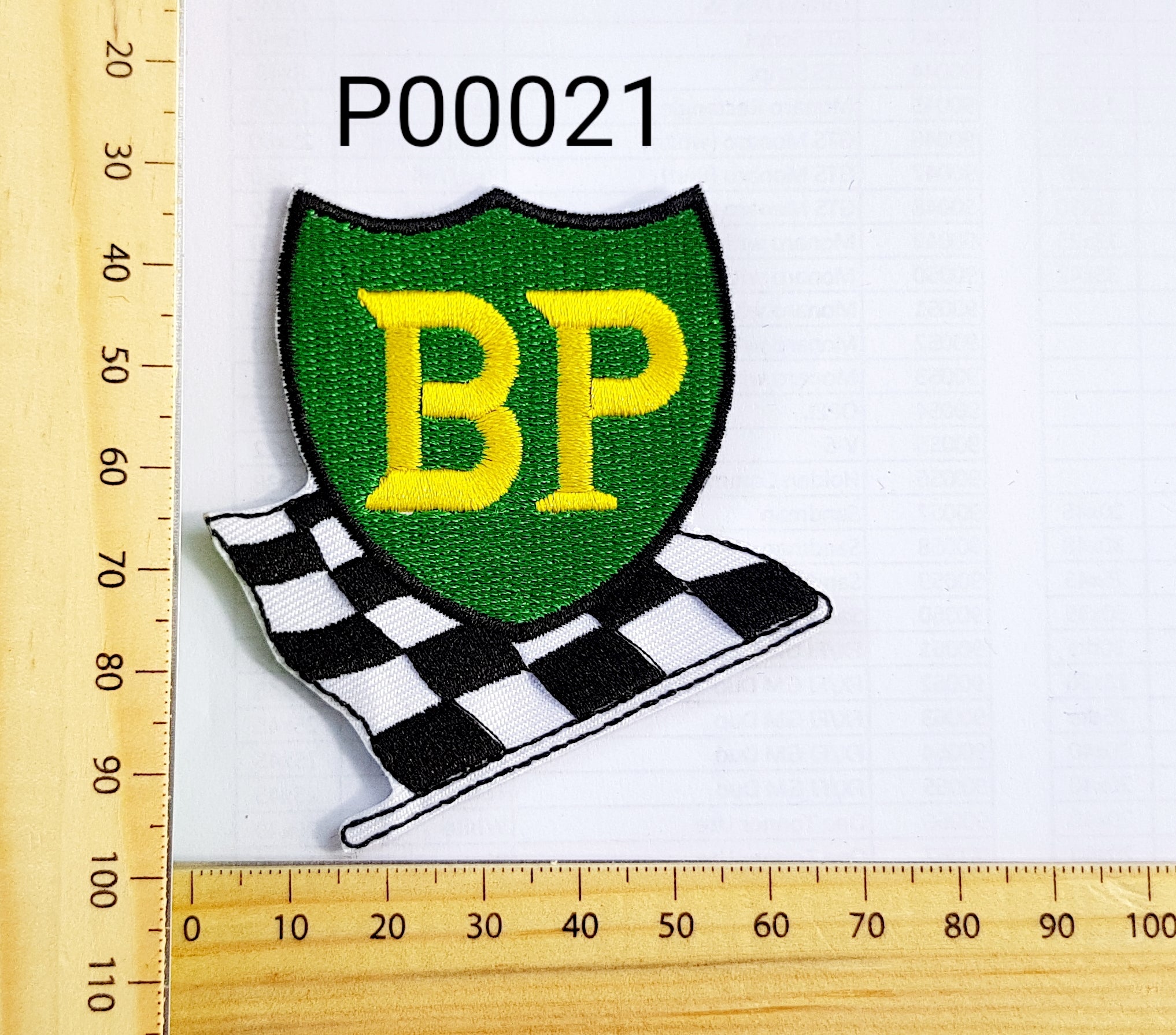 P00021 BP Shield Iron On Cloth Patch