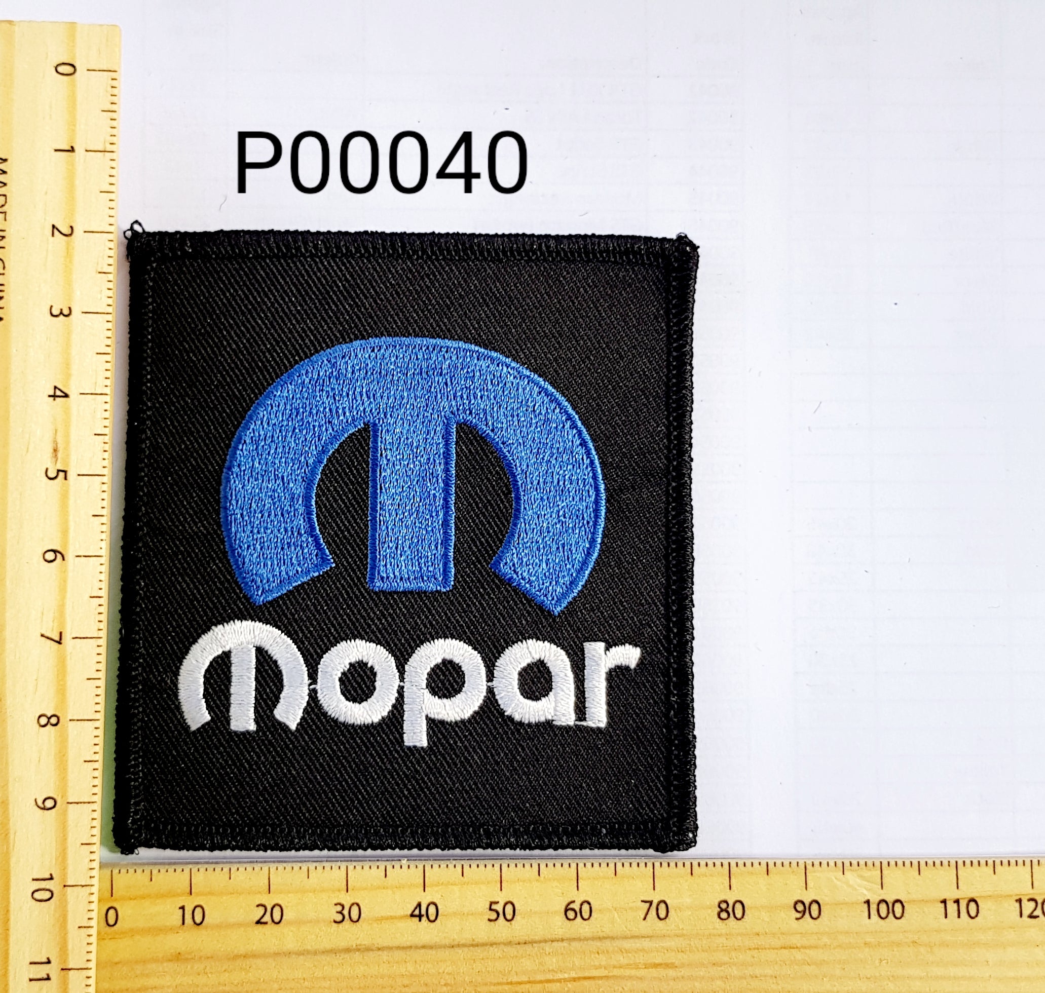 P00040 M Mopar Iron On Cloth Patch