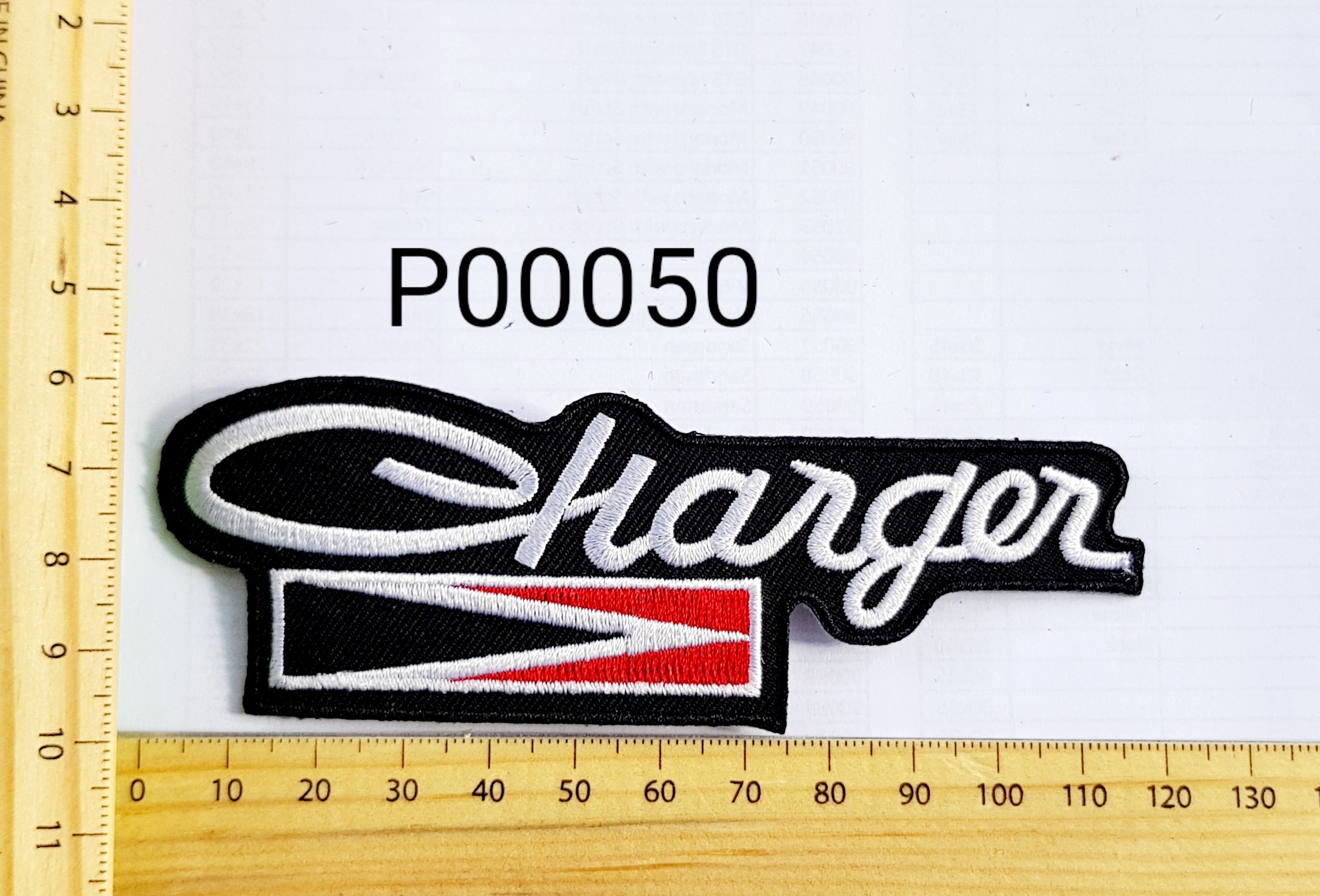 P00050 Charger Iron On Cloth Patch