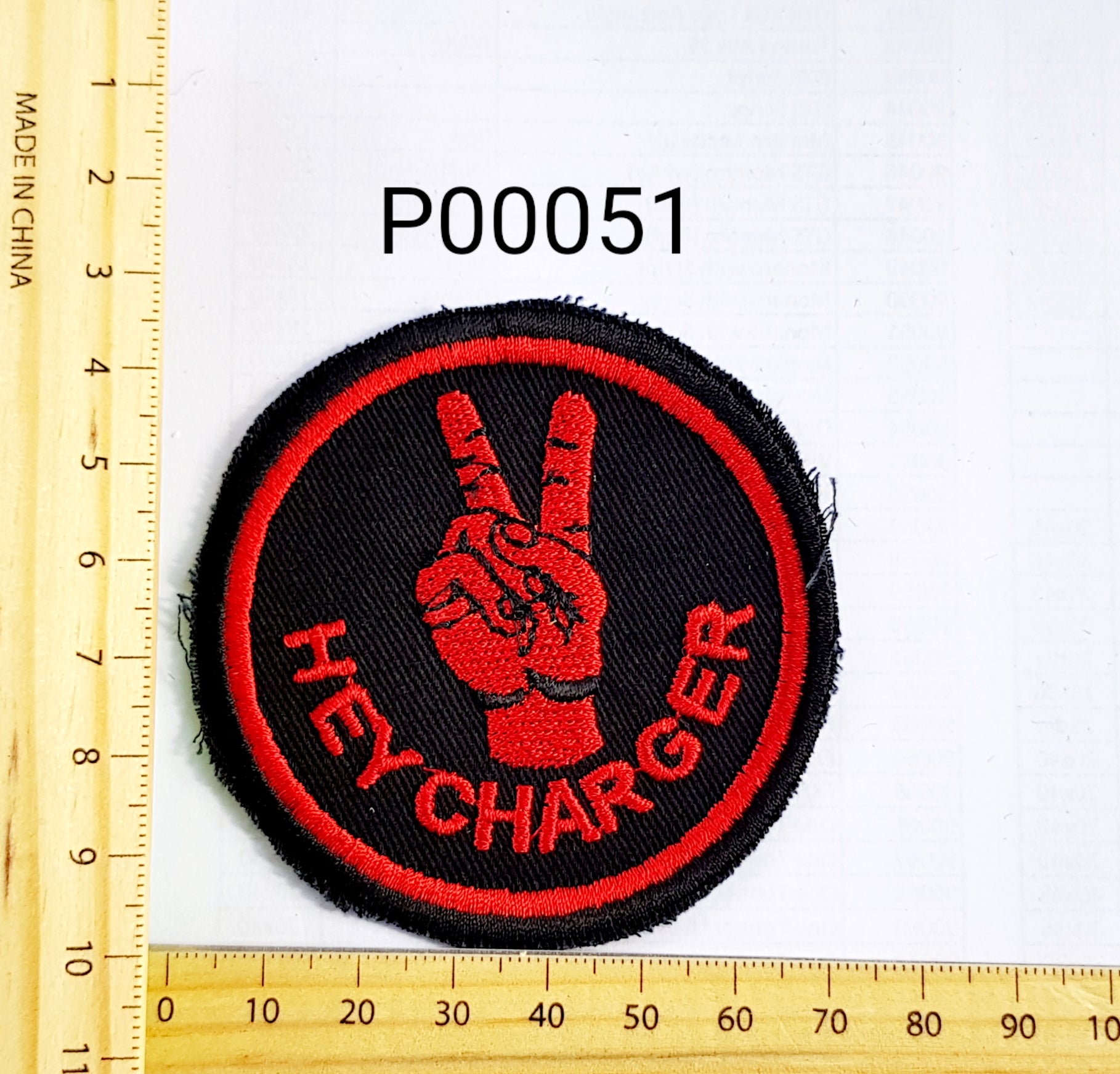 P00051 Hey Charger Iron On Cloth Patch