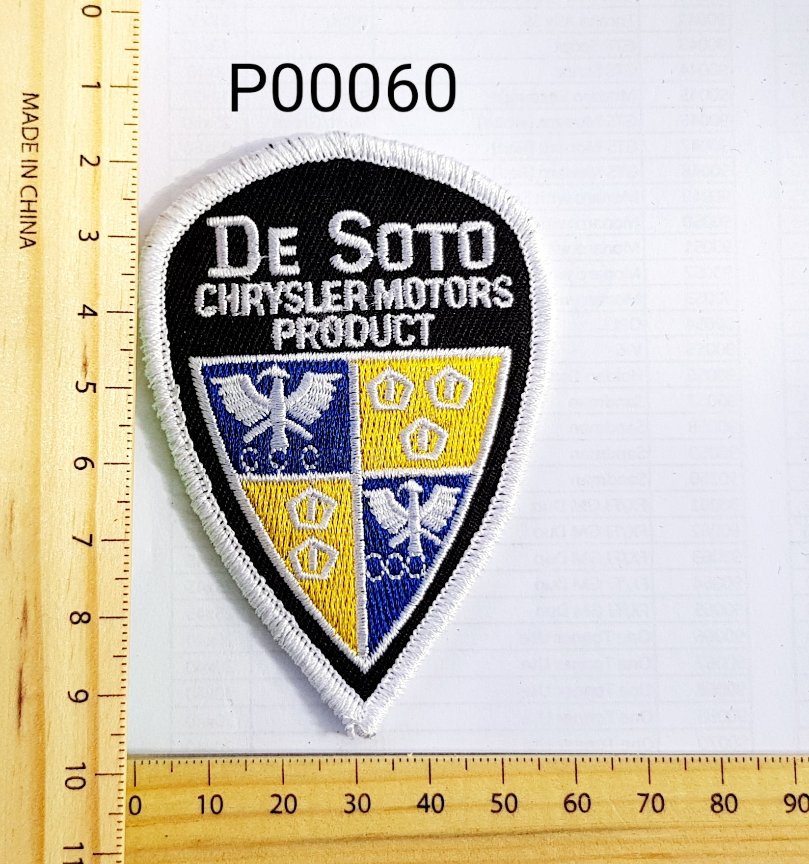 P00060 De Soto Chrysler Iron On Cloth Patch