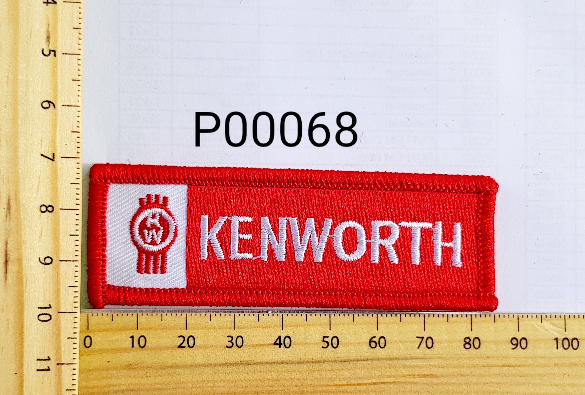 P00068 Kenworth Red Iron On Cloth Patch