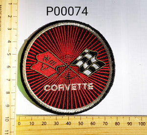 P00074 Corvette Round Iron On Cloth Patch