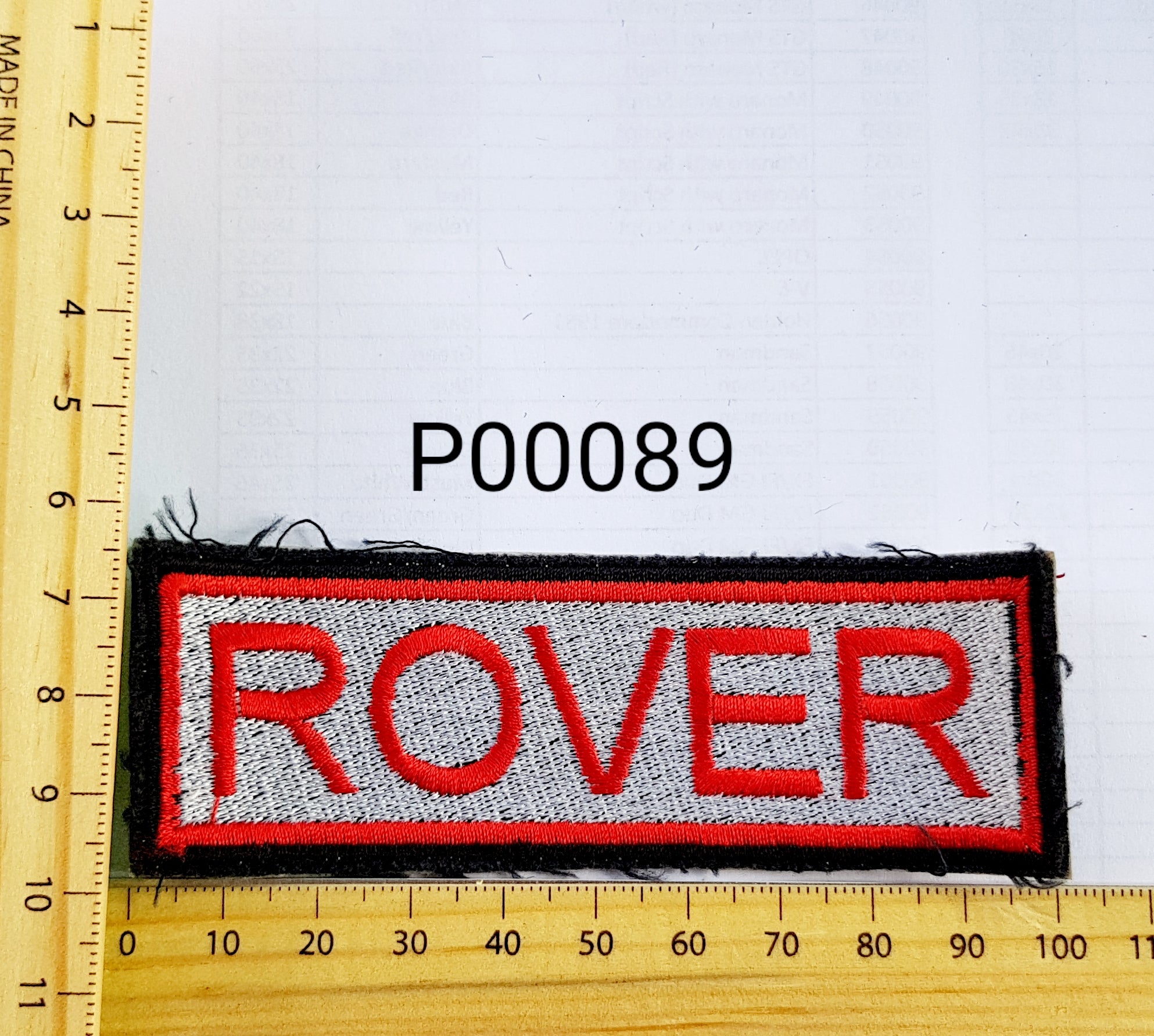 P00089 Rover Script Iron On Cloth Patch