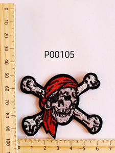 P00105 Pirate Skull Iron On Cloth Patch