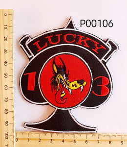 P00106 Lucky 13 Wolf Iron On Cloth Patch