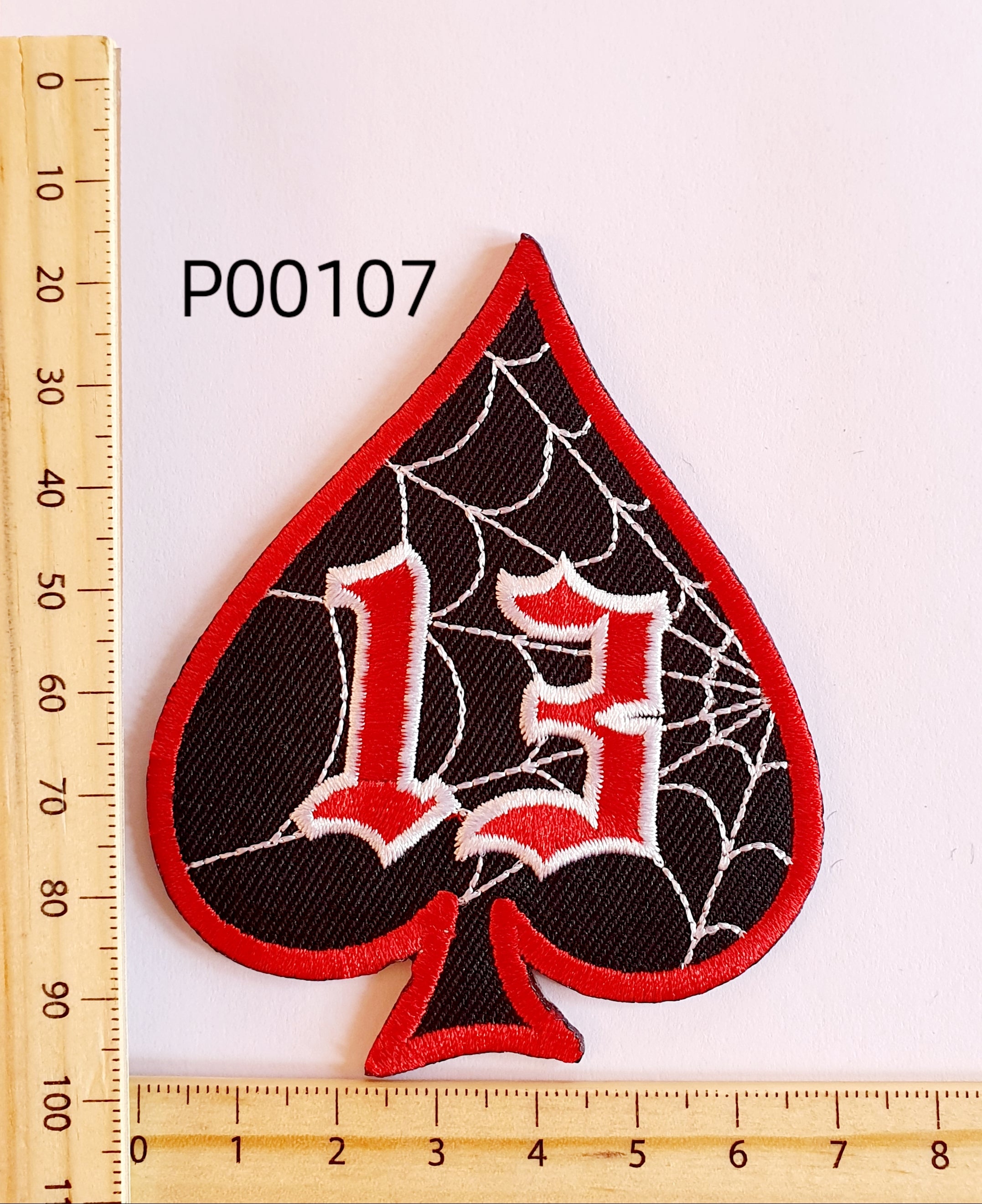 P00107 Lucky 13 Spiderweb Iron On Cloth Patch