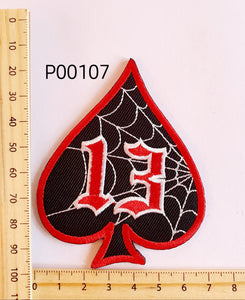 P00107 Lucky 13 Spiderweb Iron On Cloth Patch