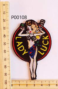 P00108 Lady Luck Iron On Cloth Patch