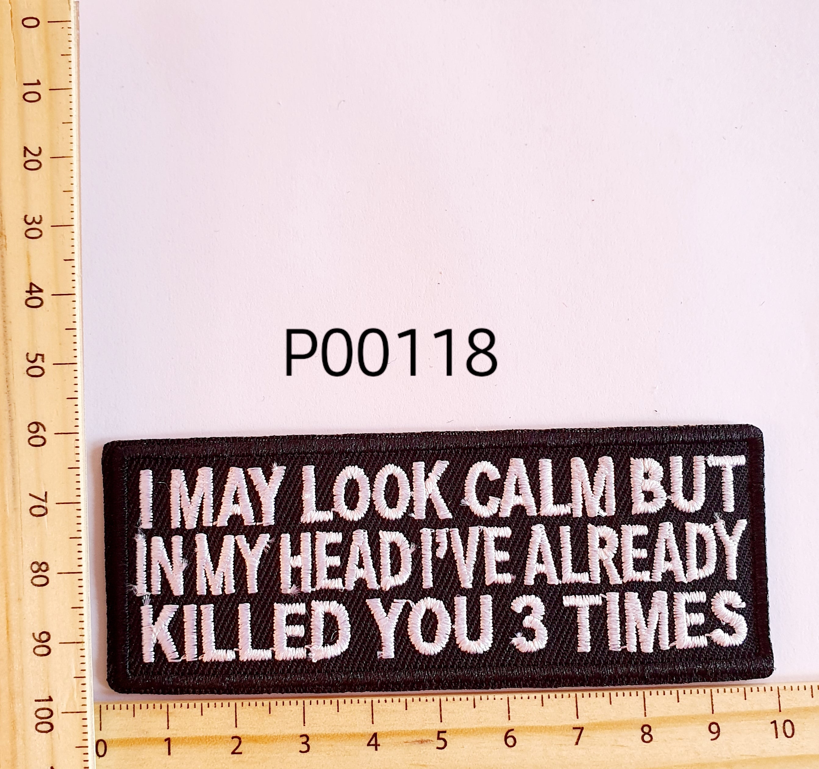 P00118 Look Calm Iron On Cloth Patch