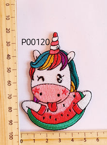 P00120 Unicorn Watermelon Iron On Cloth Patch