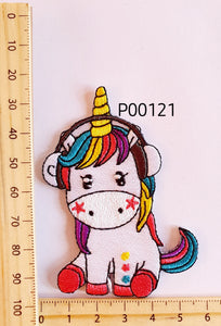 P00121 Unicorn Headphones Iron On Cloth Patch