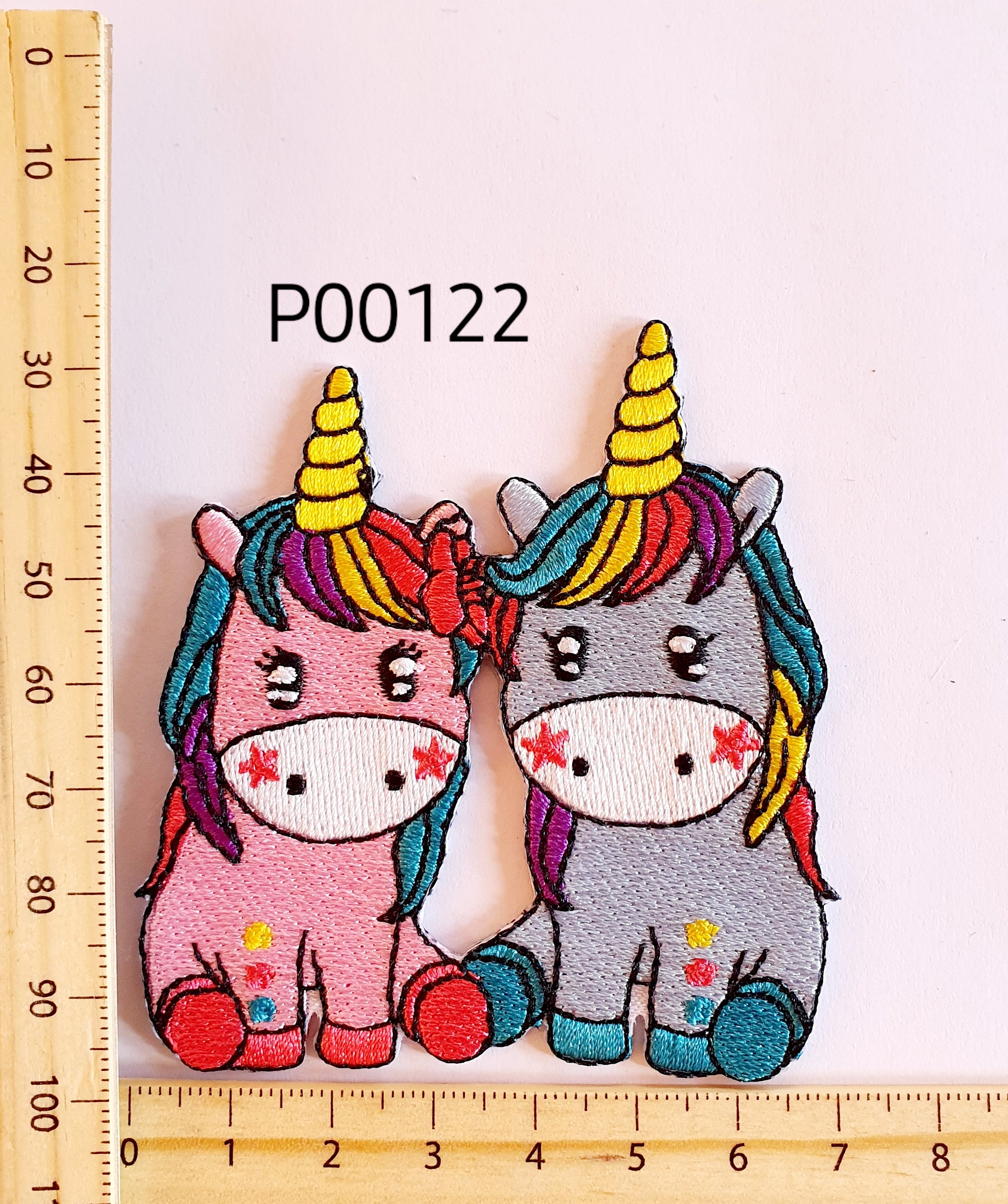 P00122 Unicorn Twins Iron On Cloth Patch