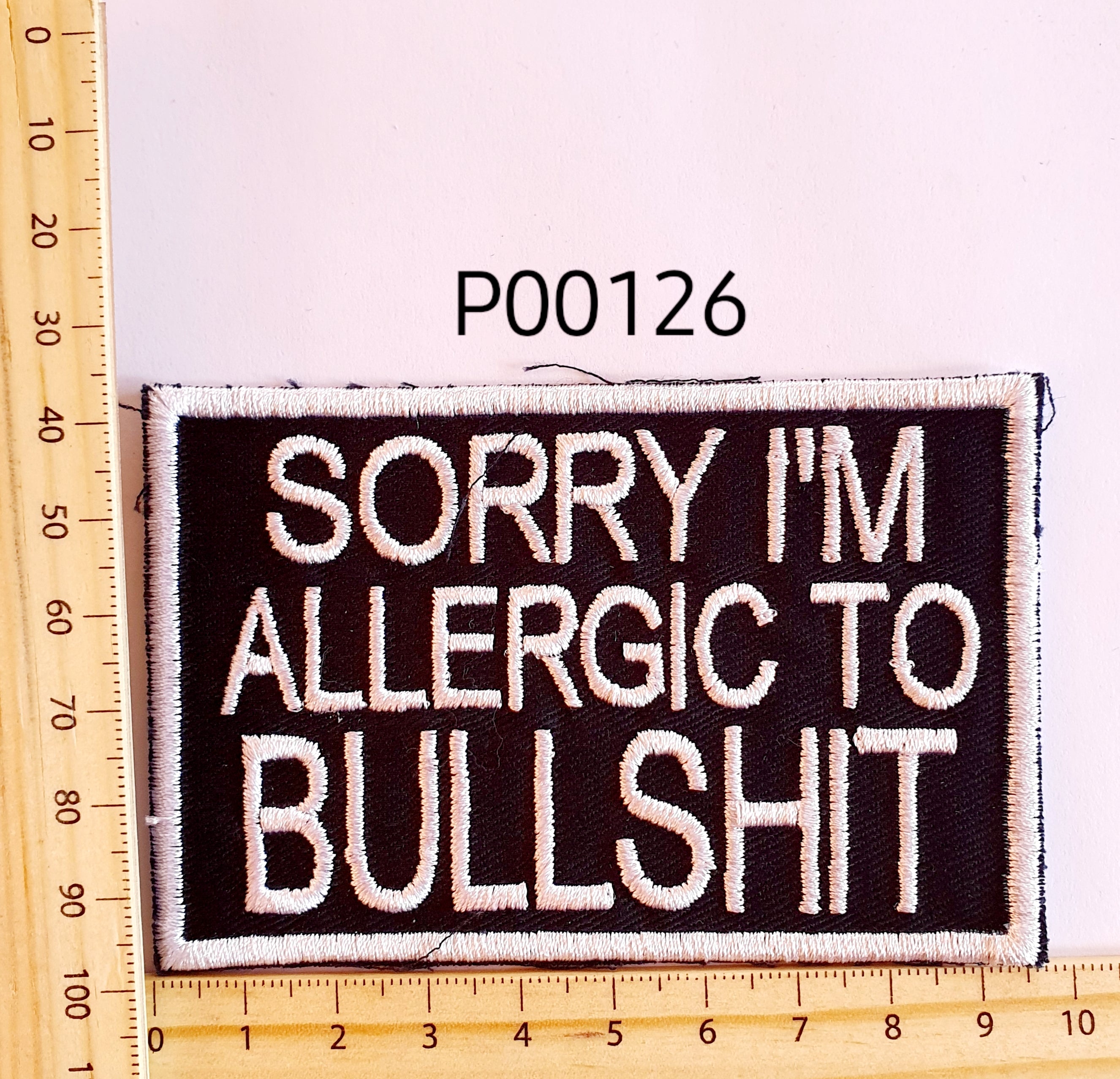 P00126 Allergic to BS Iron On Cloth Patch