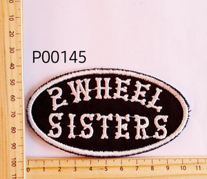 P00145 2 Wheel Sisters Iron On Cloth Patch