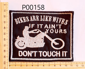 P00158 Bikes like Wives Iron On Cloth Patch