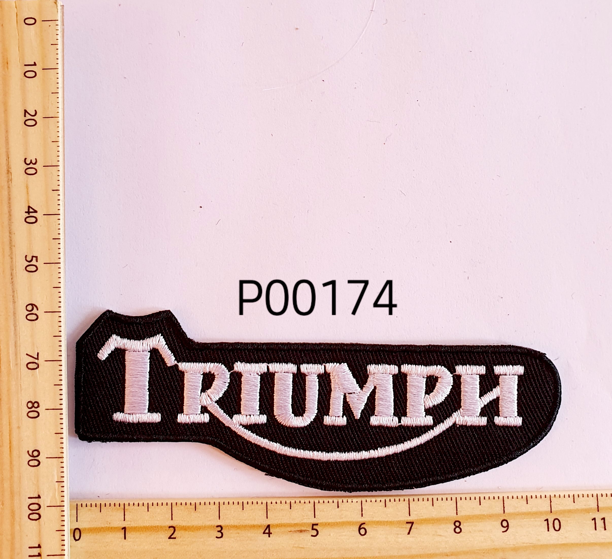 P00174 Triumph Script Iron On Cloth Patch