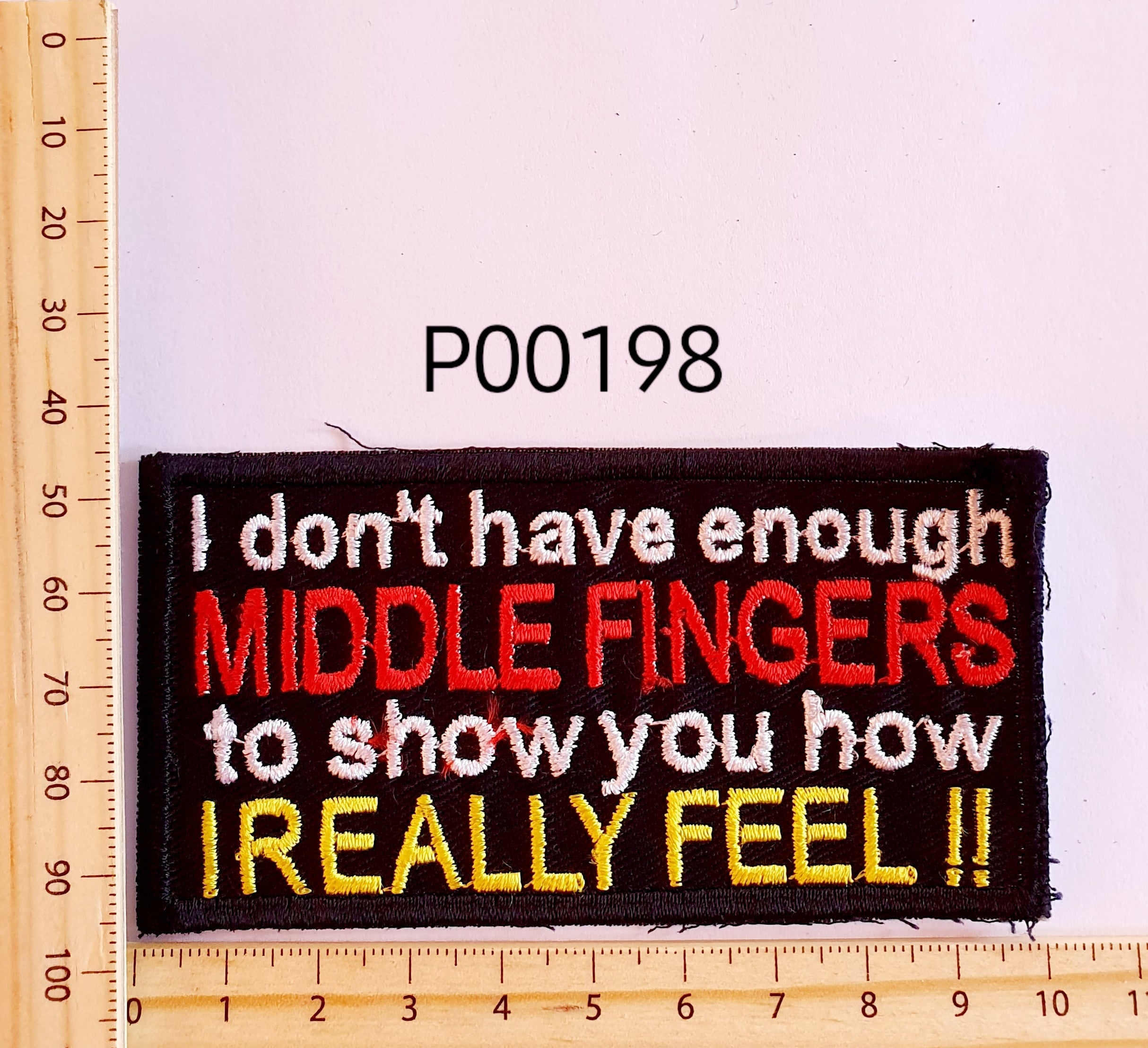 P00198 Middle Fingers Iron On Cloth Patch