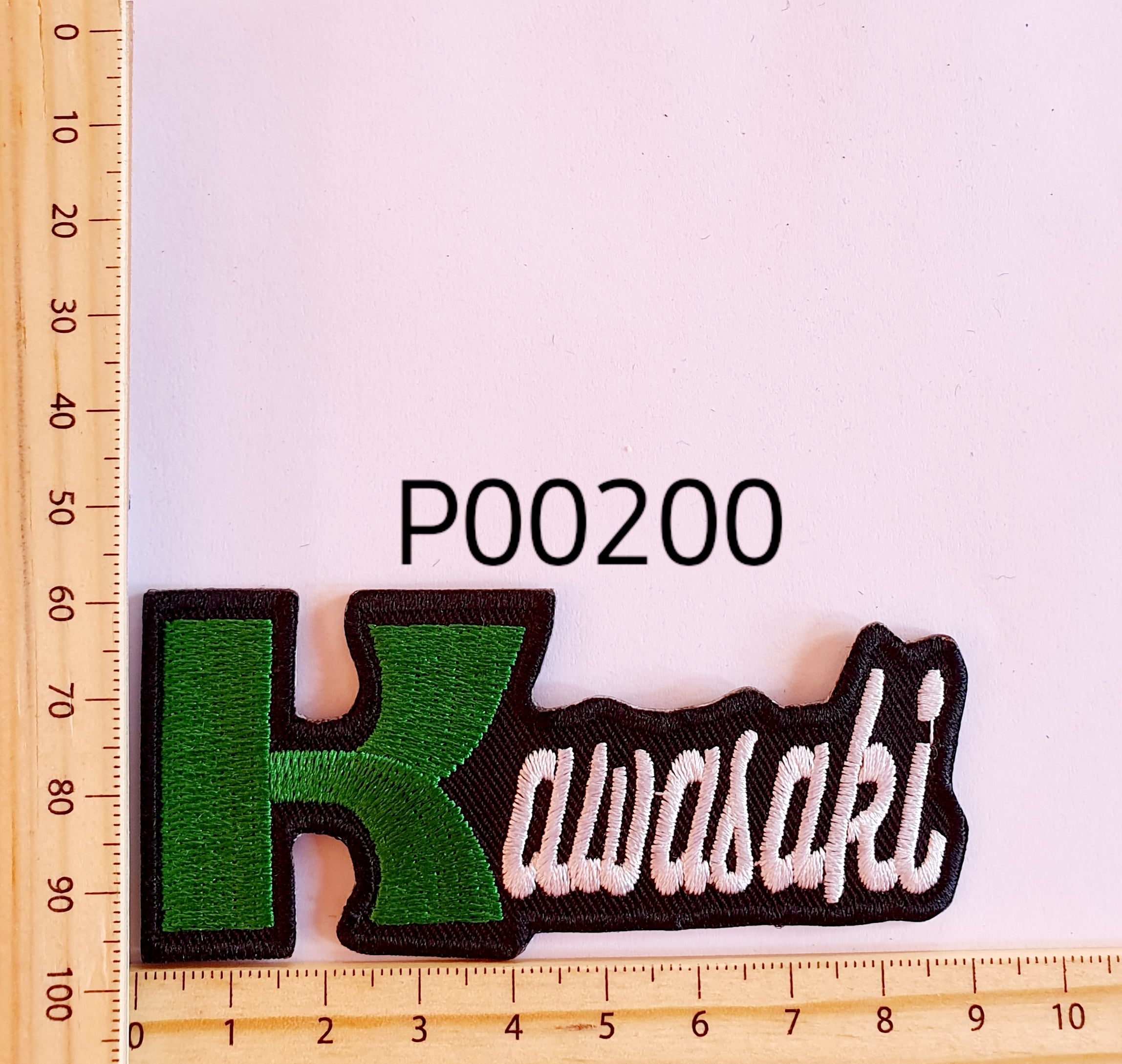 P00200 Kawasaki Green K Iron On Cloth Patch