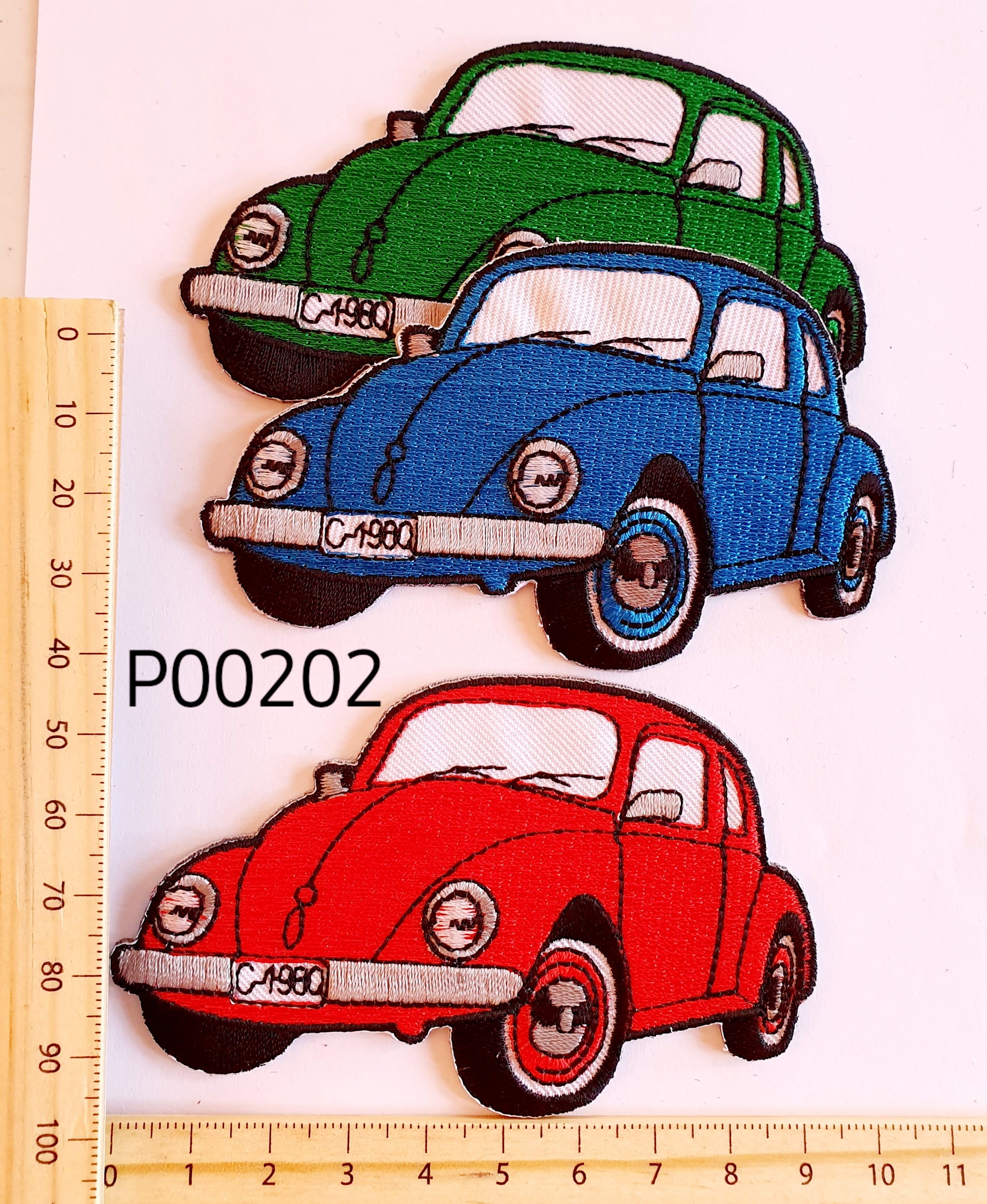 P00202 VW Beetle Small Iron On Cloth Patch