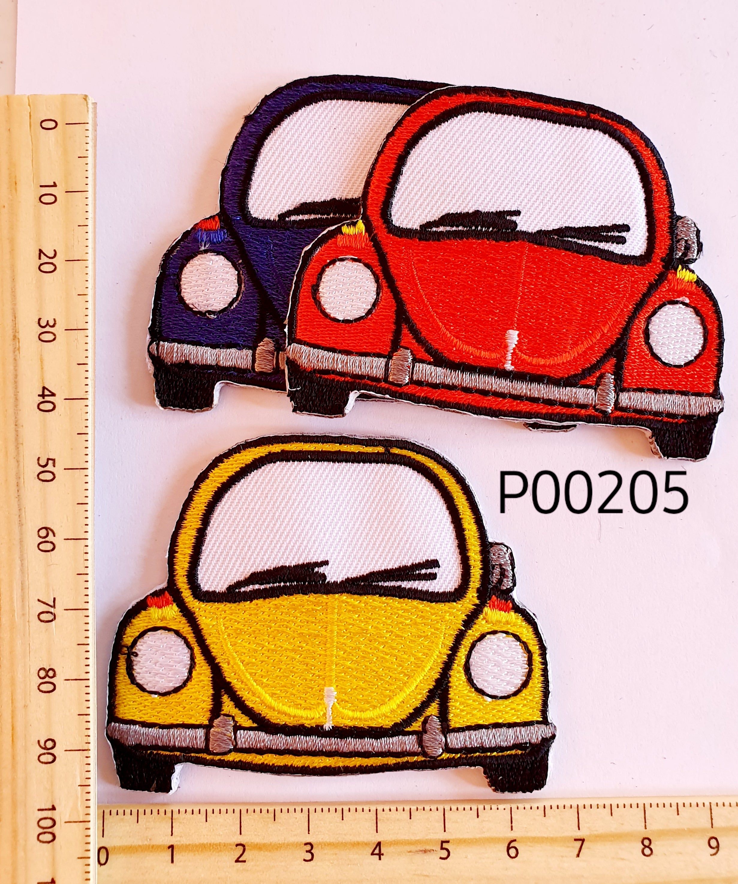 P00205 VW Beetle Front Iron On Cloth Patch