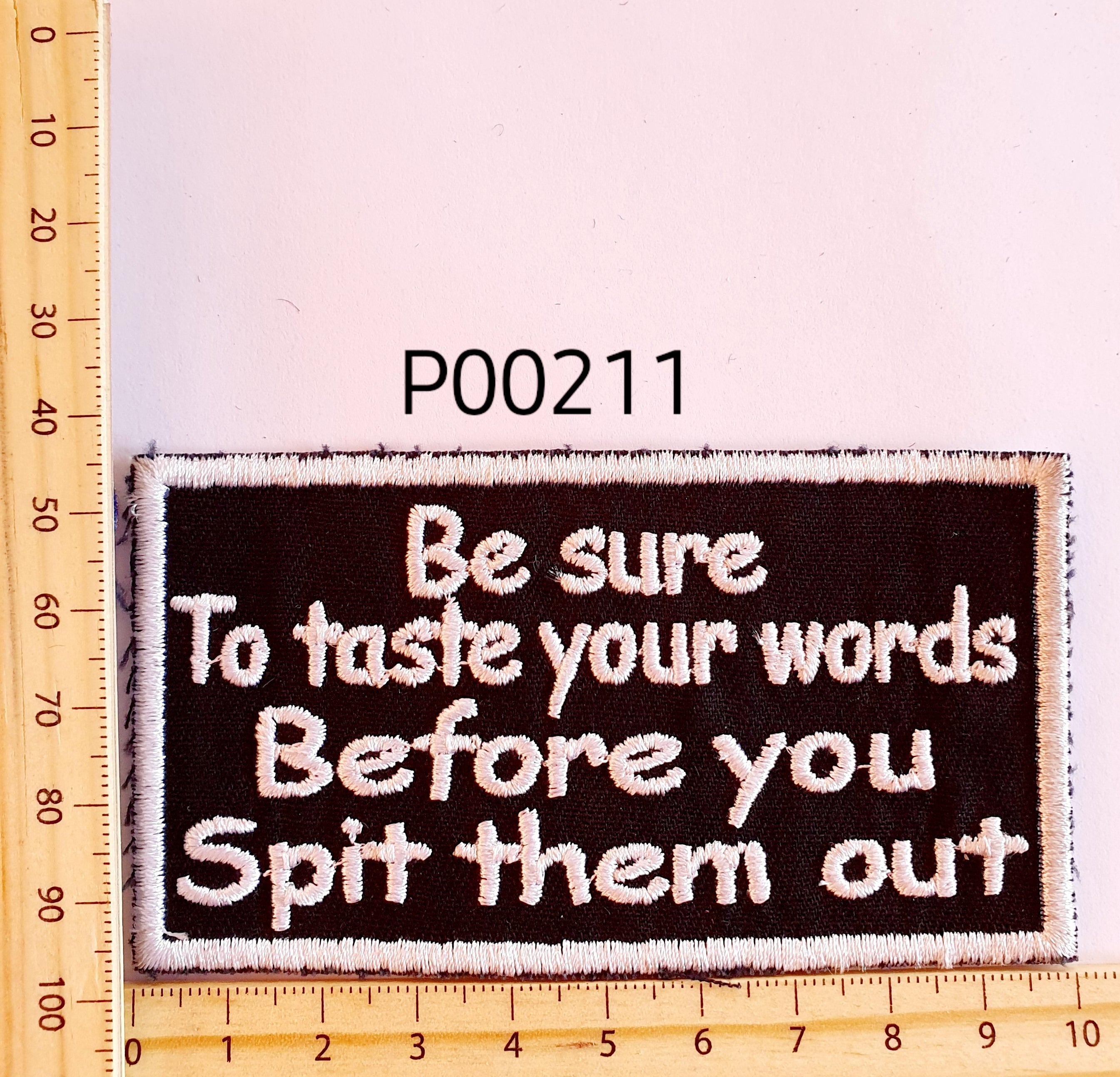 P00211 Taste Your Words Iron On Cloth Patch