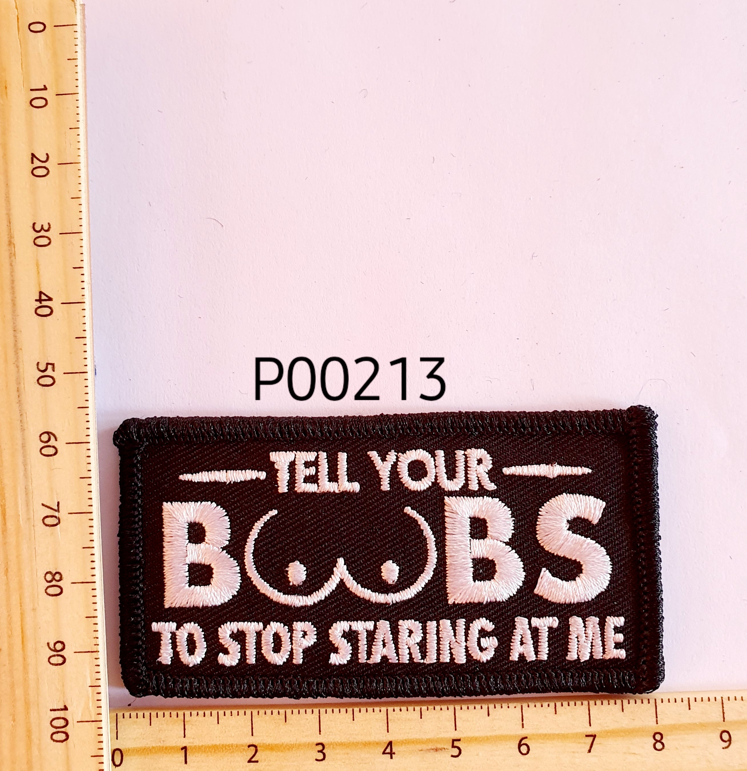 P00213 Stop Staring Iron On Cloth Patch