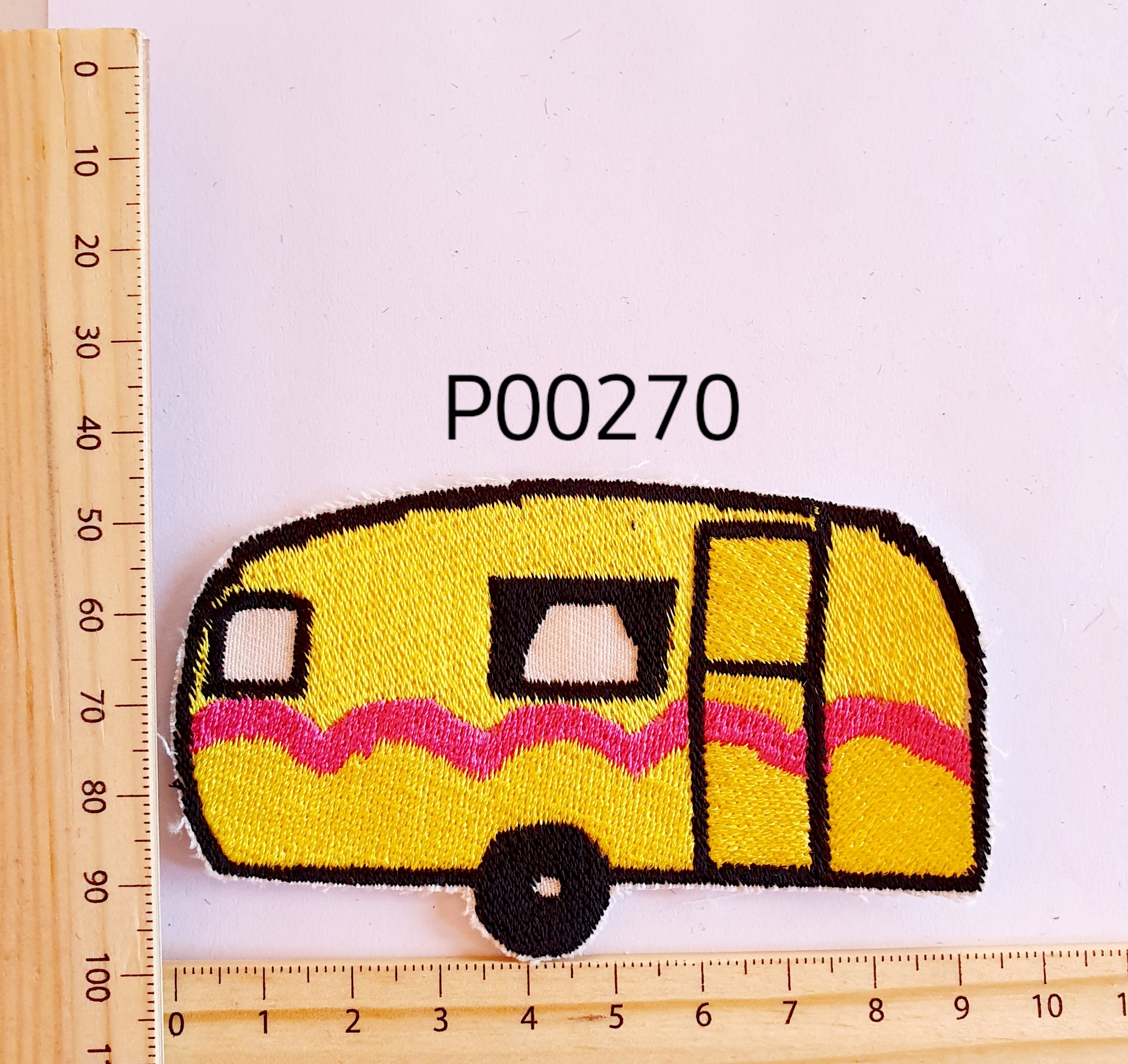 P00270 Caravan Yellow Iron On Cloth Patch