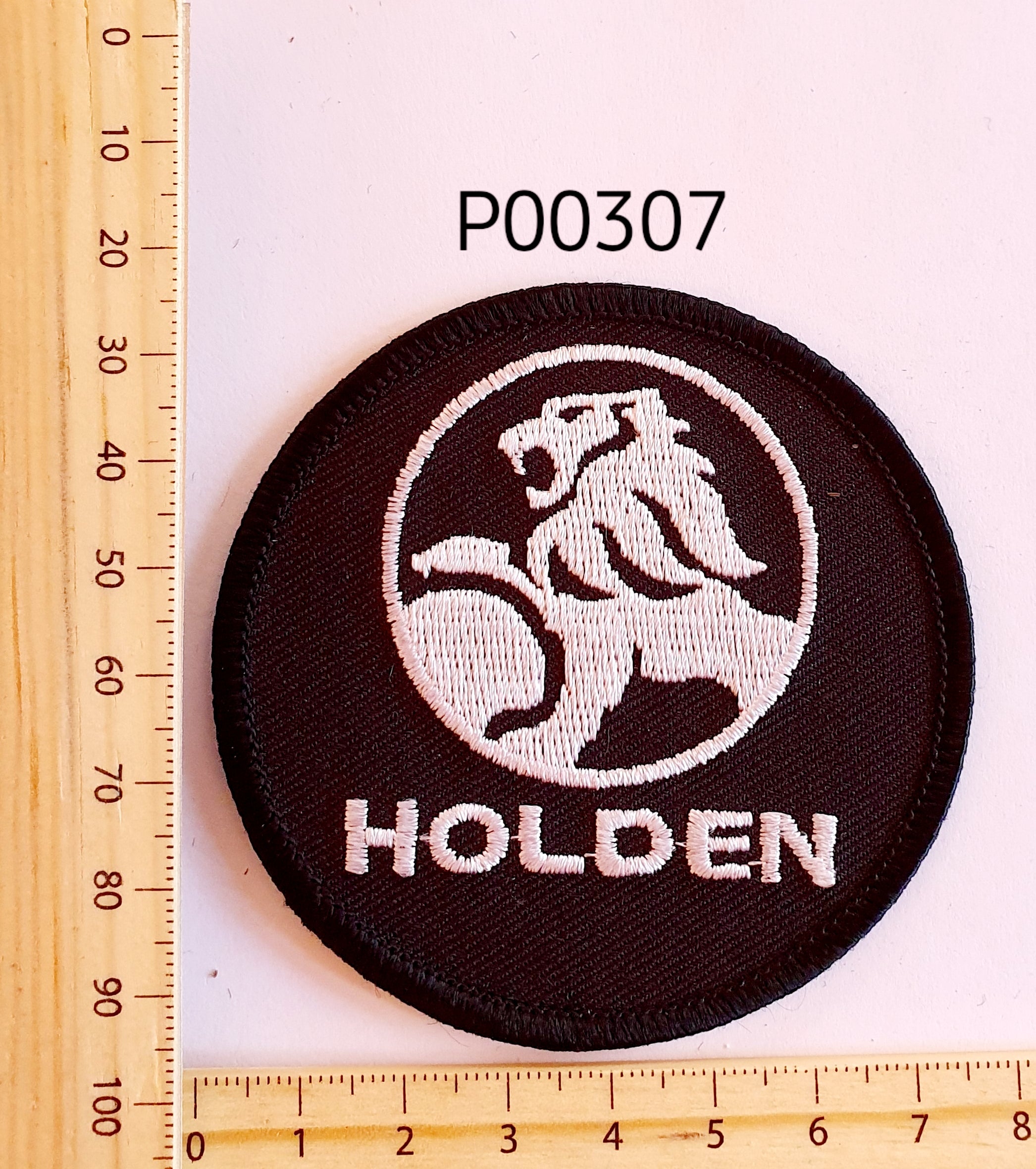 P00307 Holden Black Iron On Cloth Patch