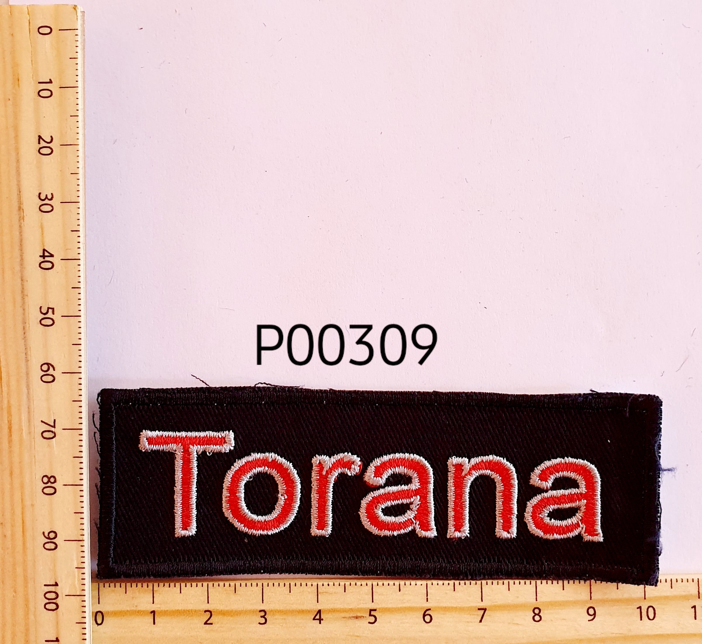 P00309 Torana Script Iron On Cloth Patch