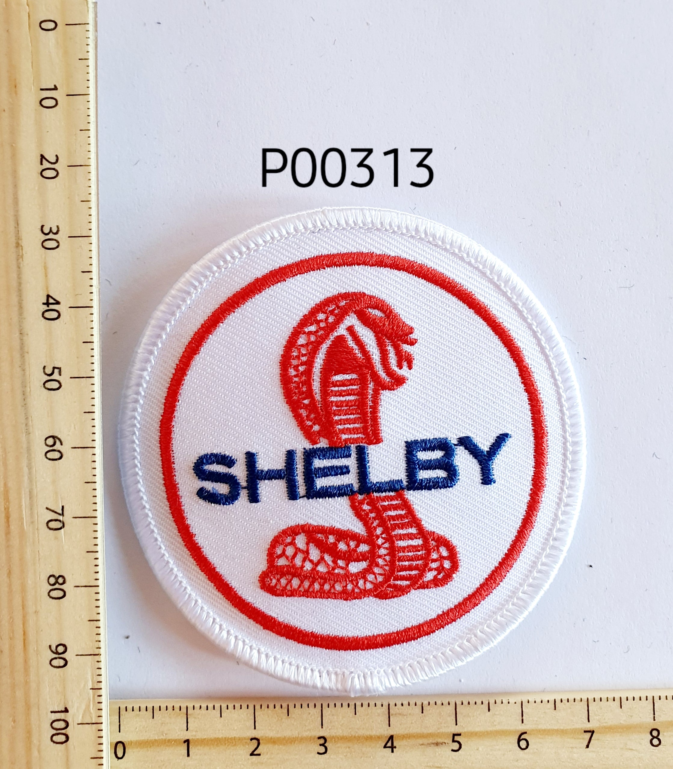 P00313 Shelby Cobra Round Iron On Cloth Patch