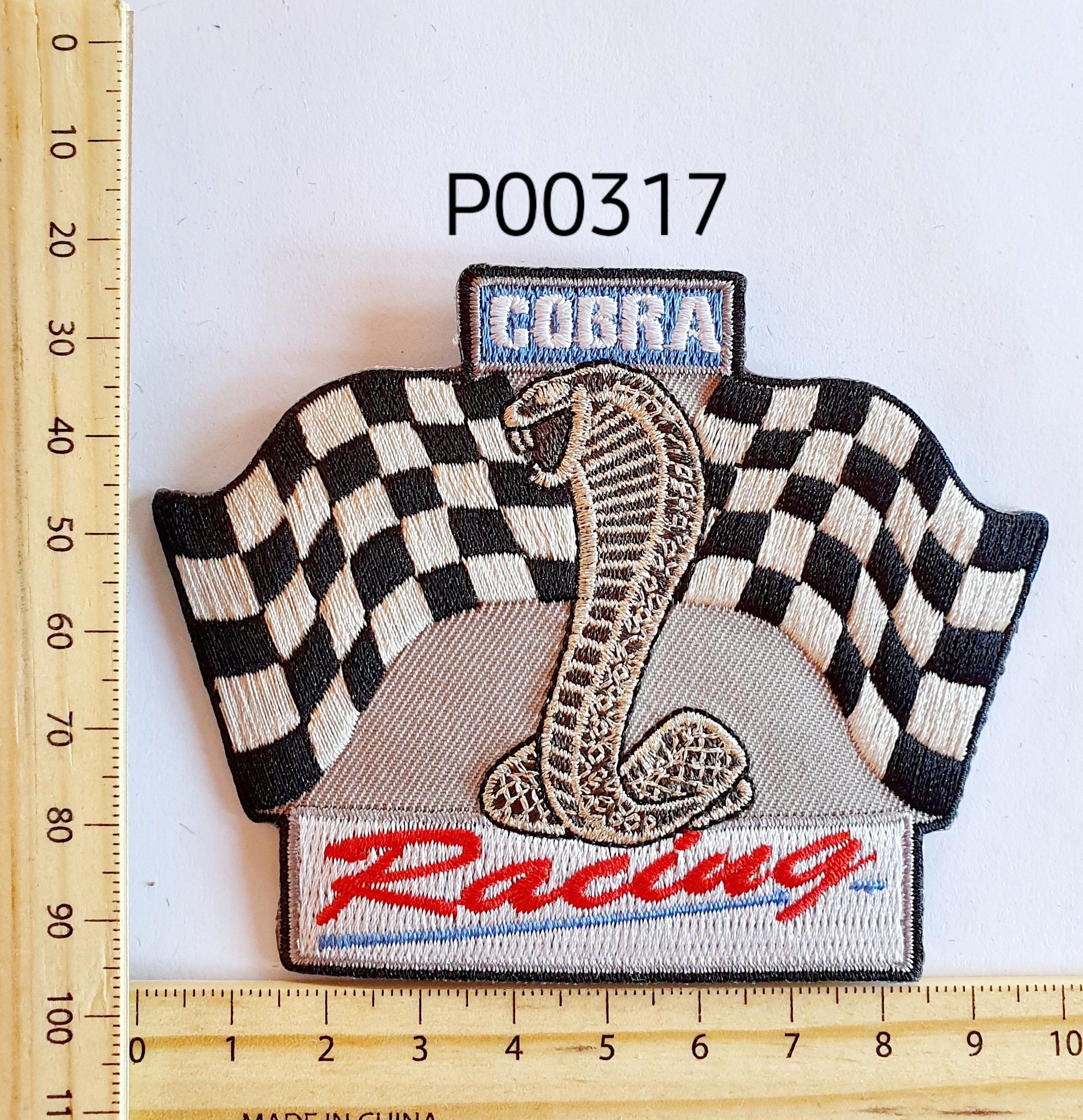 P00317 Cobra Racing Iron On Cloth Patch