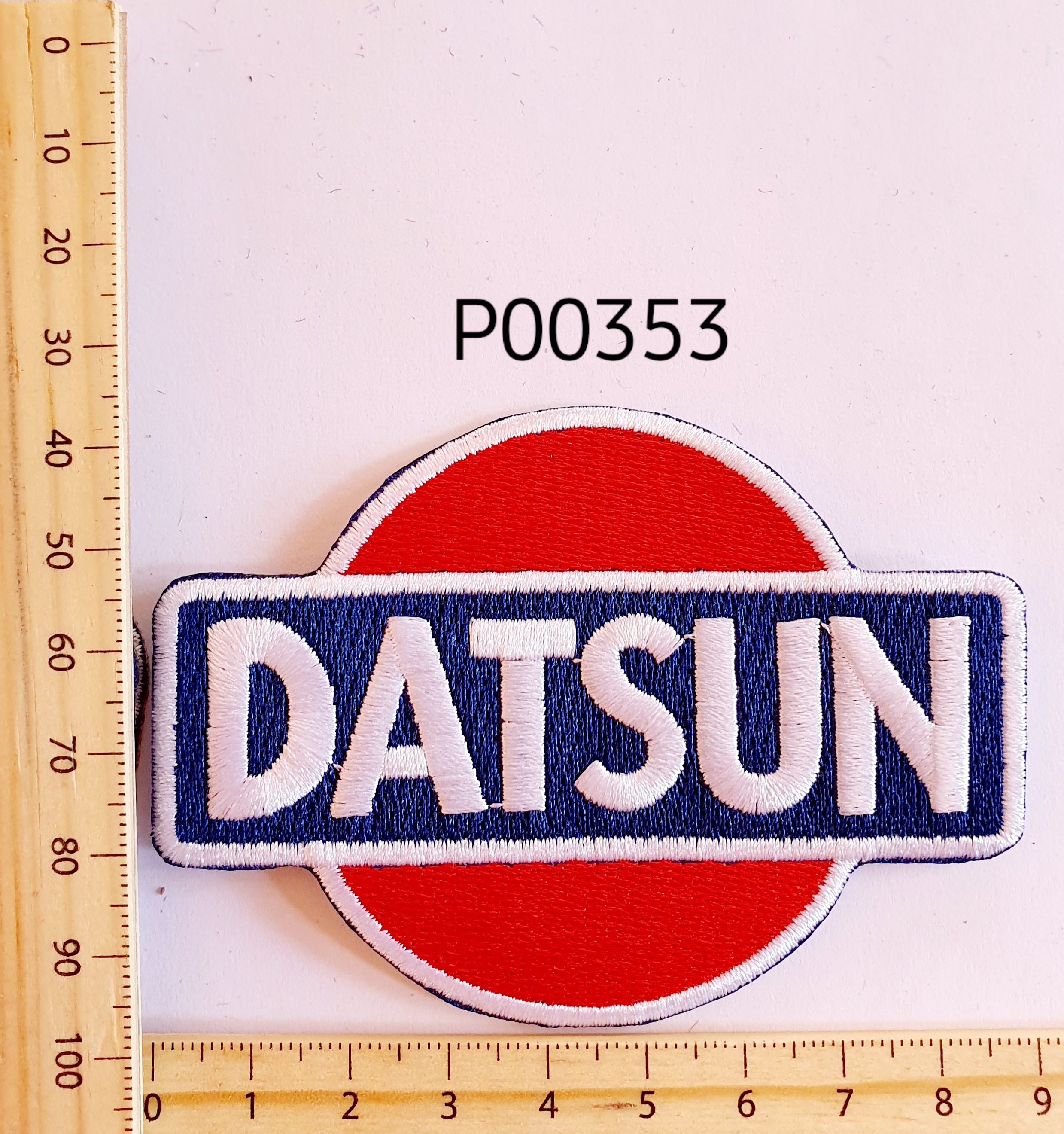 P00353 Datsun Round Iron On Cloth Patch