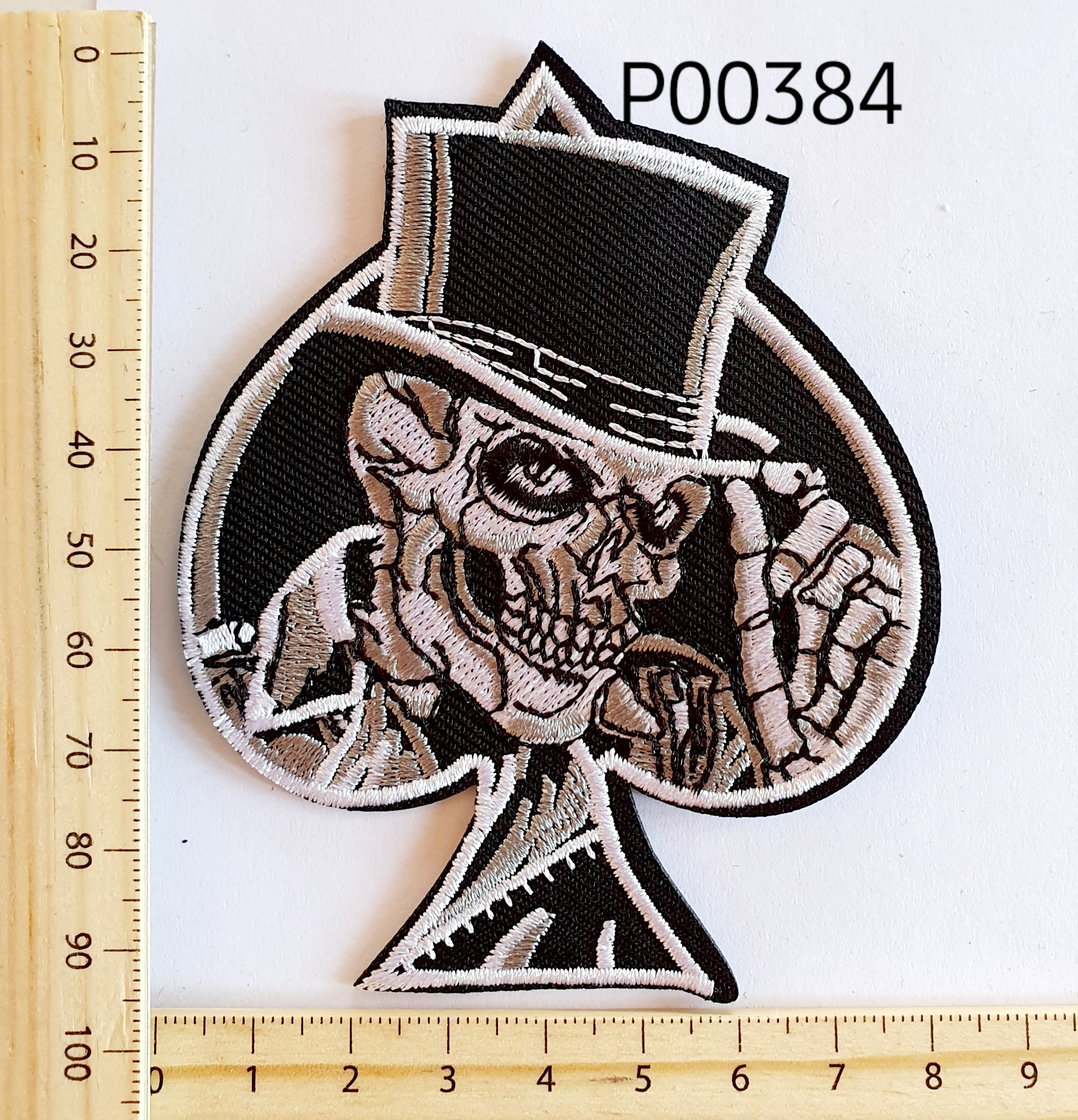 P00384  Ace Of Spades Skeletal Iron On Cloth Patch