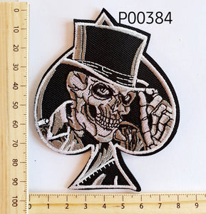 P00384  Ace Of Spades Skeletal Iron On Cloth Patch