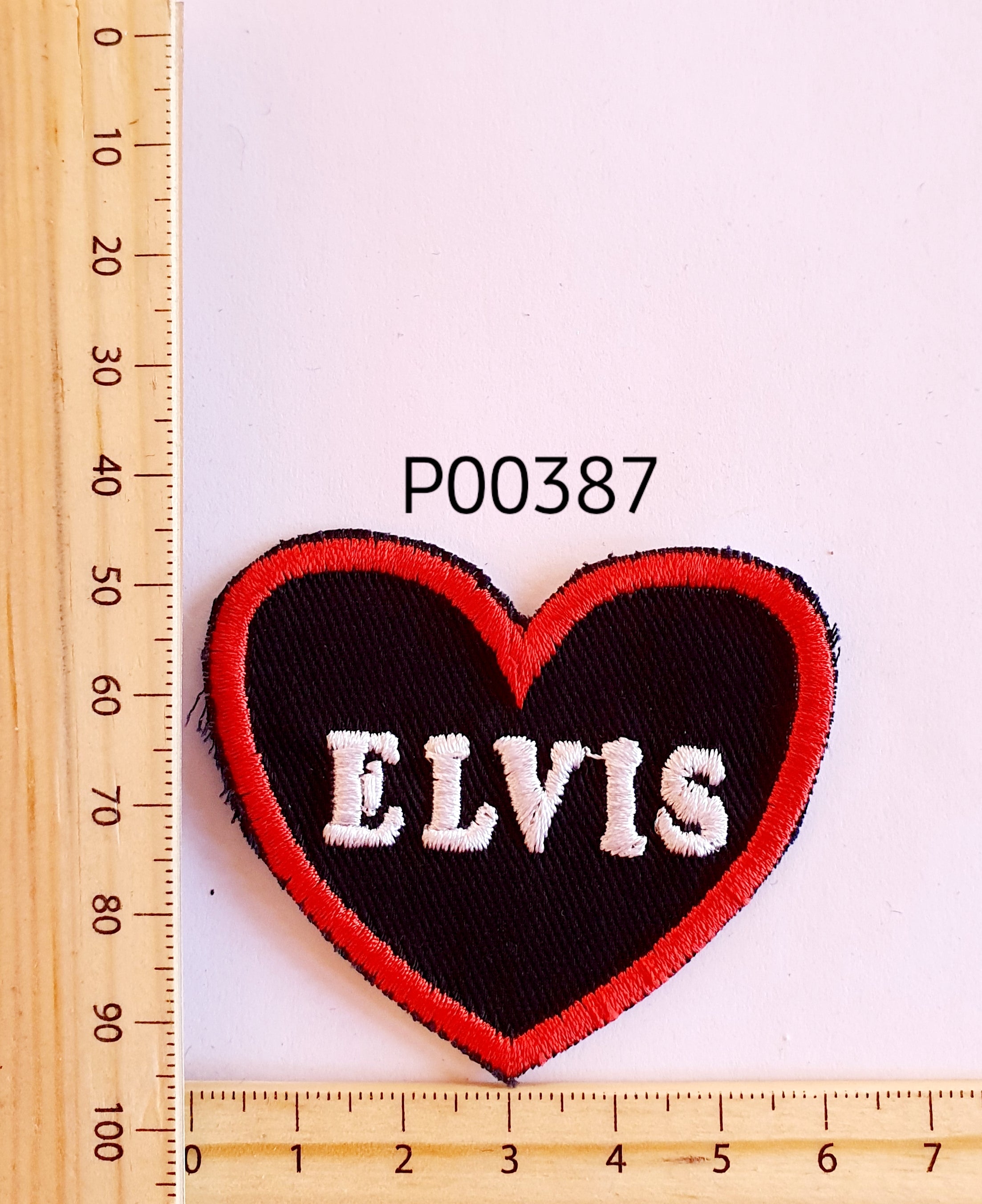 P00387 Elvis Heart Iron On Cloth Patch