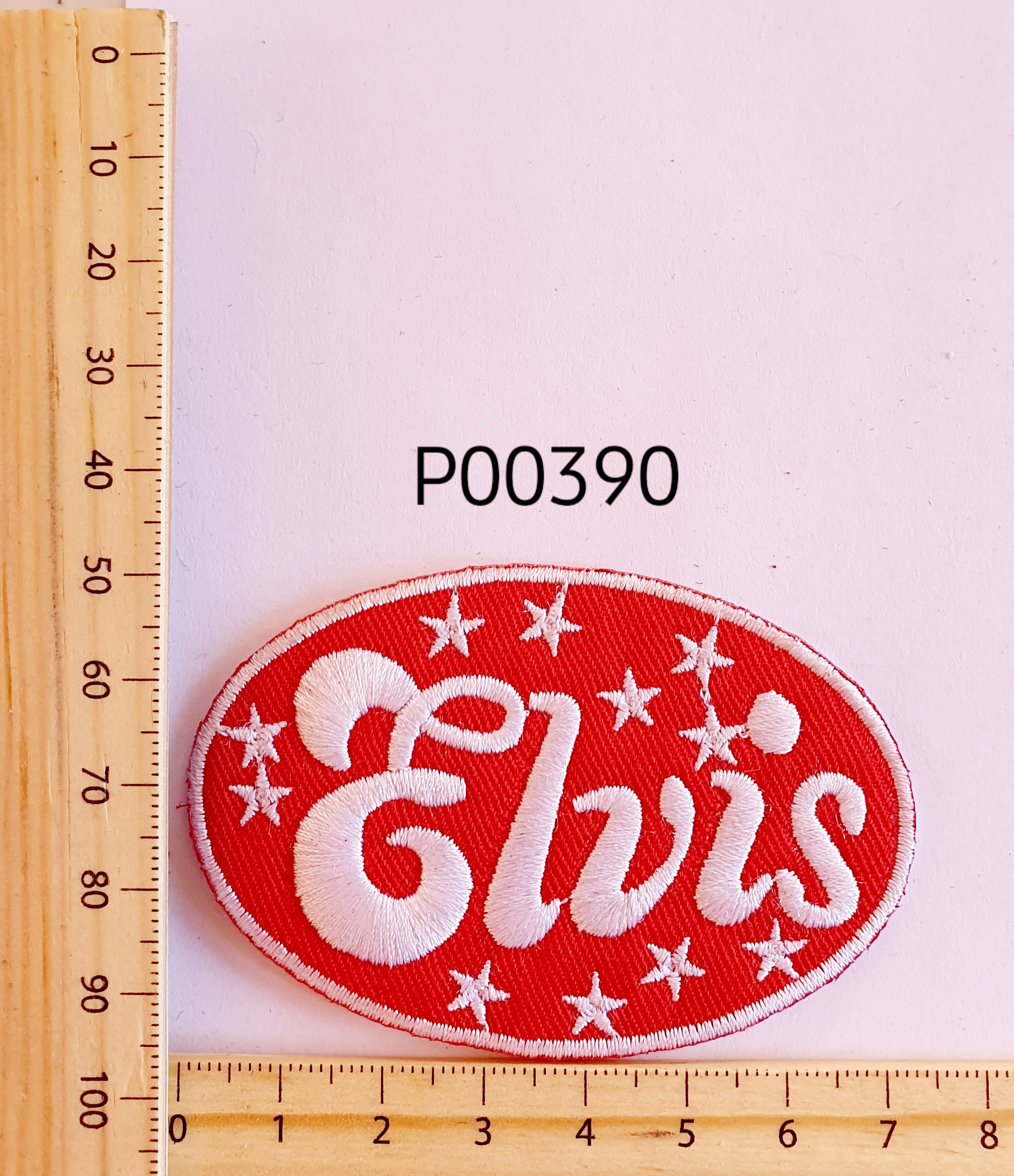 P00390 Evis Oval Red Iron On Cloth Patch