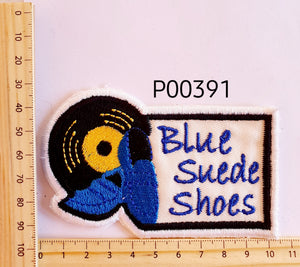 P00391 Blue Suede Shoes Iron On Cloth Patch