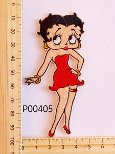 P00405 Betty Day Red Dress Iron On Cloth Patch