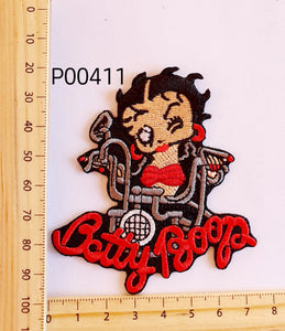 P00411 Biker Betty Handle Bars Iron On Cloth Patch