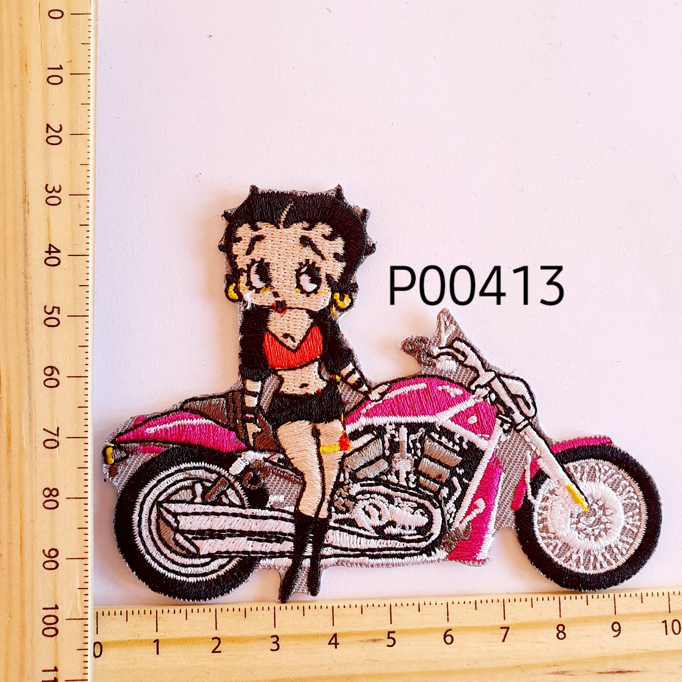 P00413 Biker Betty sexy Iron On Cloth Patch